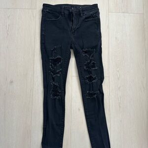 American Eagle Outfitters Black Distressed Skinny Jeans